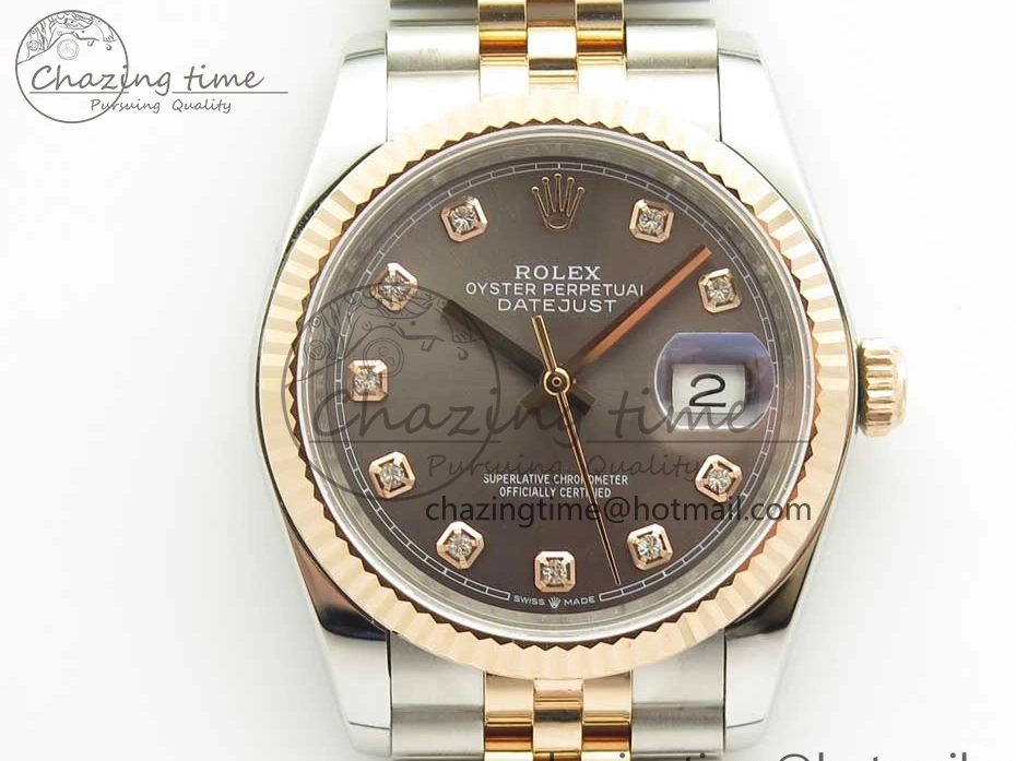 MiroTime 0501 Timeless DateJust 36mm 904 SS RG Wrapped 116231 GMF Gray Diam Dial on SS RG Wrapped Jubilee Bracelet A 3272